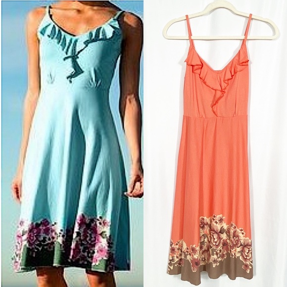 Patagonia Dresses & Skirts - Patagonia Kamala Ruffle Tank Organic Cotton Dress: Coral Floral